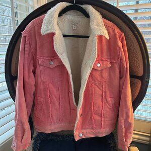 POL Size Medium Fleece Lined Pink Corduroy Jacket